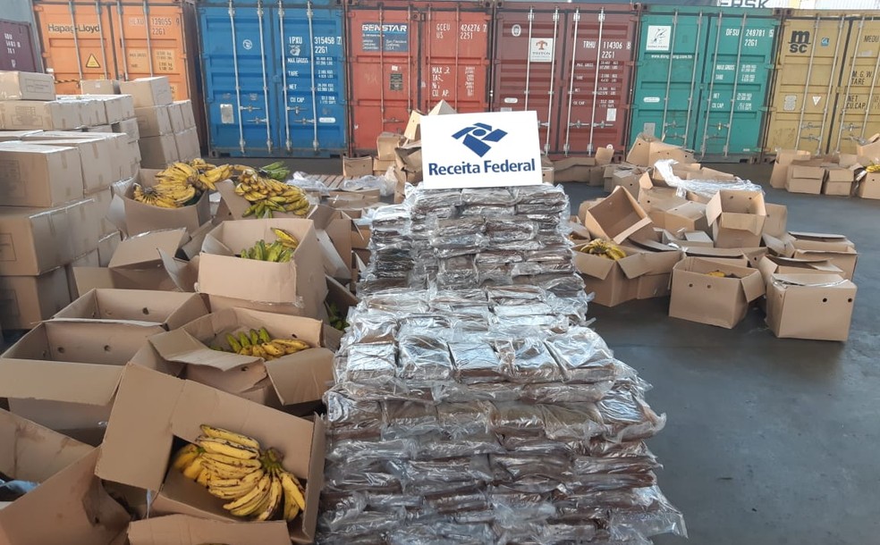 Cocaína estava escondida em carga de bananas em Suape, no Grande Recife — Foto: Receita Federal/Divulgação