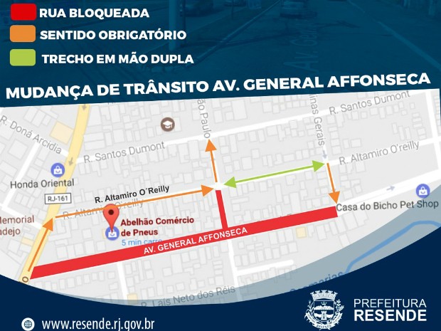 Obra interditou trânsito em parte da Avenida General Fonseca (Foto: Divulgação/Pref. de Resende)