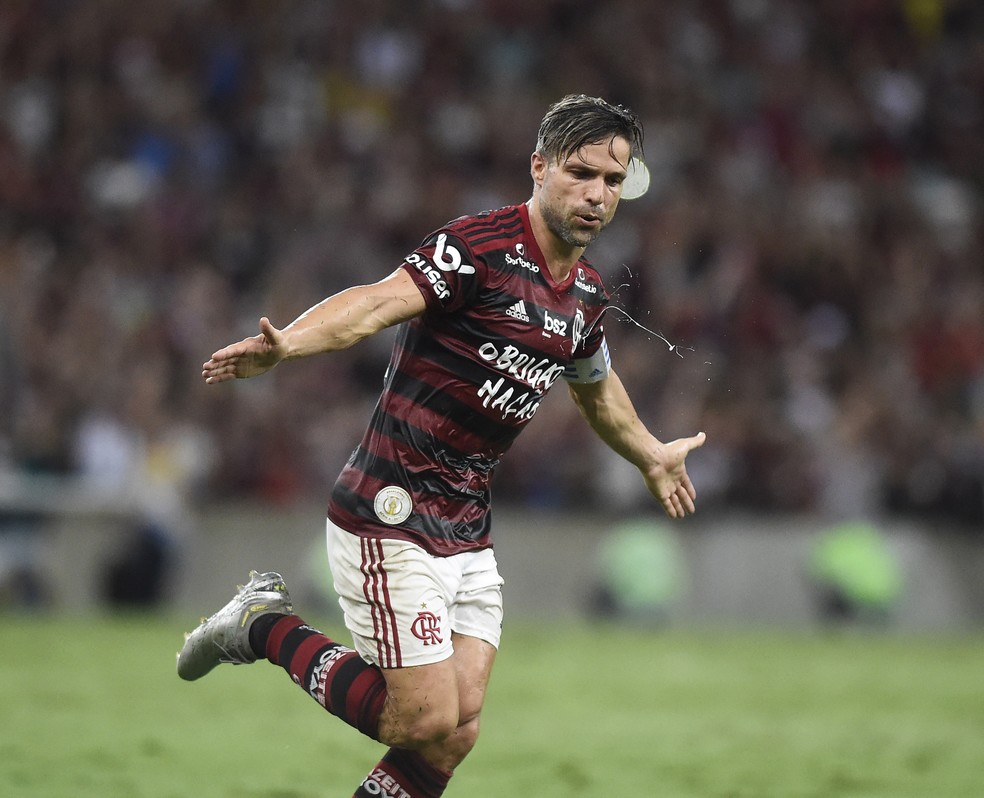 Diego comemora o seu 39º gol com a camisa do Flamengo — Foto: André Durão