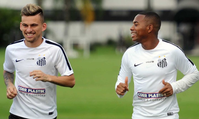 Lucas Lima e Robinho, Santos (Foto: Ivan Storti/ Santos FC)