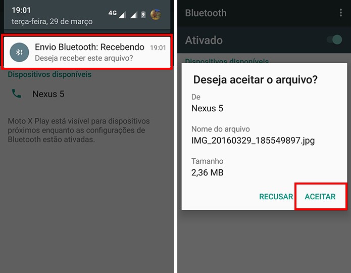 Autorize o recebimento de arquivos via Bluetooth (Foto: Reprodução/Paulo Alves)