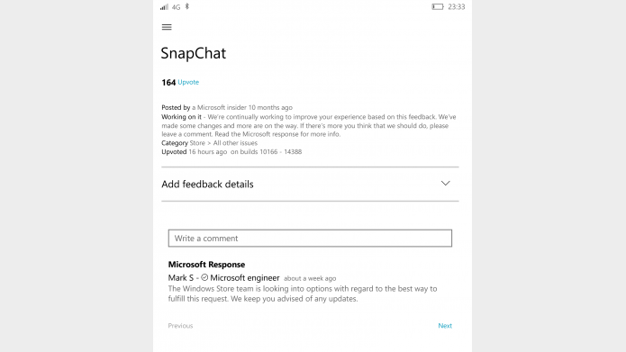 Snapchat para o Windows 10 Mobile pode chegar com o Anniversary Update (Foto: Reprodução/Microsoft)