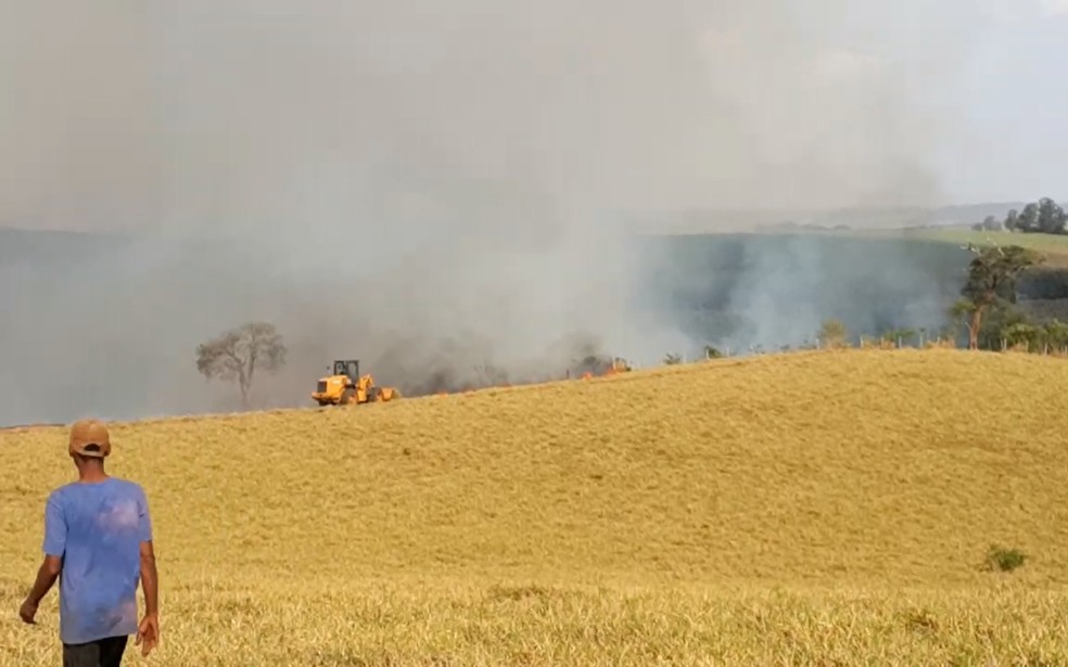 Incêndio ocorre em área rural de Ipeúna — Foto: Reprodução