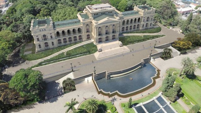 Museu do Ipiranga passou os últimos três anos em obras; na imagem, modelo 3D do edifício-monumento (Foto: MUSEU PAULISTA DA USP)