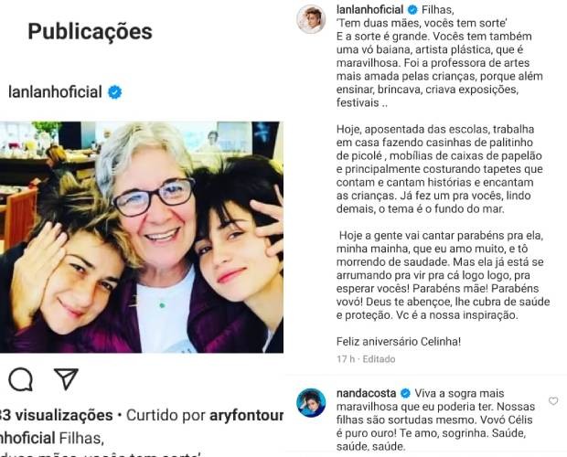 Lan Lanh homegeia a mãe e Nanda Costa comenta (Foto: Reprodução/Instagram)