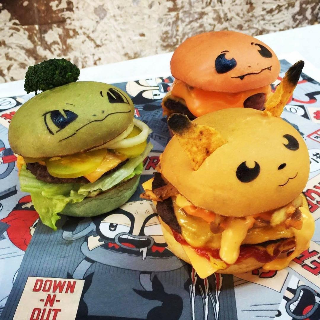 Os sanduíches inspirados em Pokémons da Down-N-Out (Foto: Reprodução/Instagram)