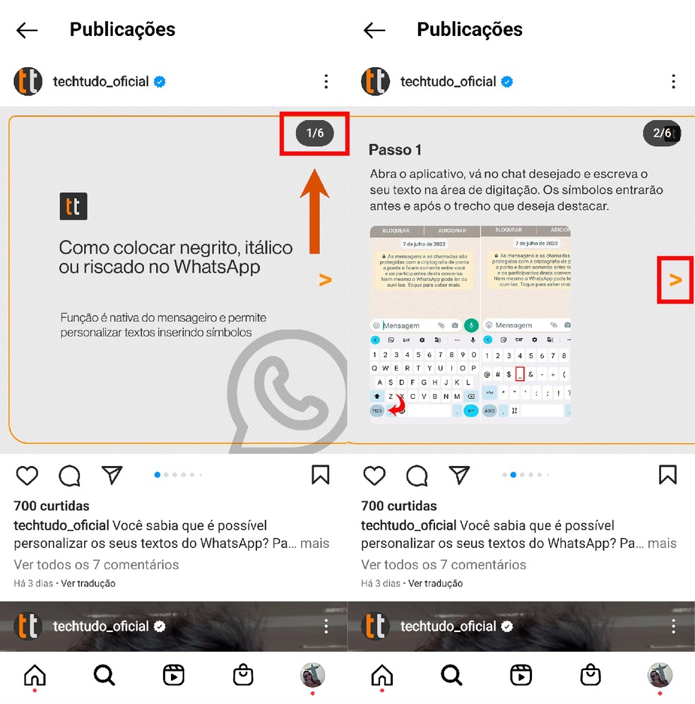 Para uma publica��o com muitas informa��es, o ideal � fazer em formato de carrossel para facilitar o entendimento do conte�do � Foto: Reprodu��o/Paola Mansur