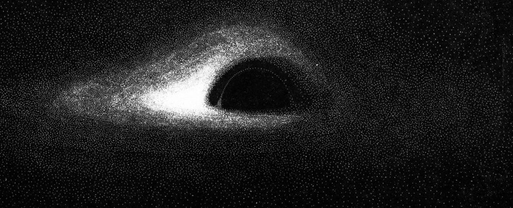 Arte de buraco negro foi feita por Jean-Pierre Luminet com um computador IBM 7040 (Foto: Jean-Pierre Luminet)