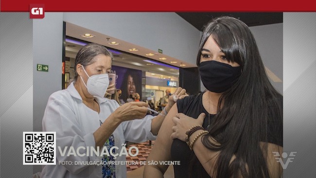 G1 em 1 Minuto - Santos: São Vicente vacina pessoas de 38 e 39 anos contra a Covid-19