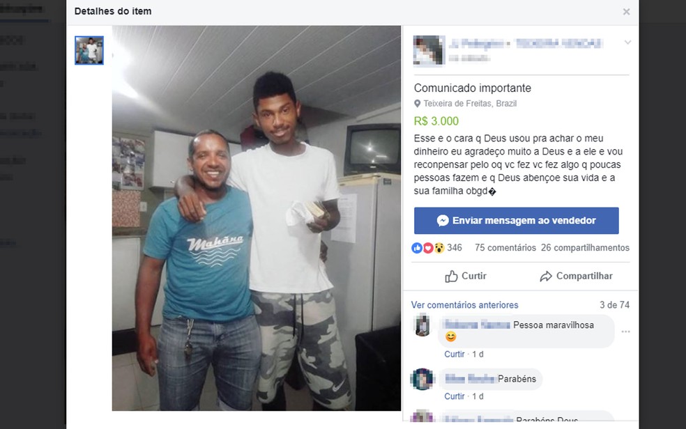 Arnaldo devolveu envelope com dinheiro a Juliano, de branco  â€” Foto: ReproduÃ§Ã£o/Facebook