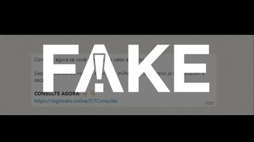É #FAKE mensagem que oferece link para verificar saldo no Registrato do Banco Central — Foto: Reprodução