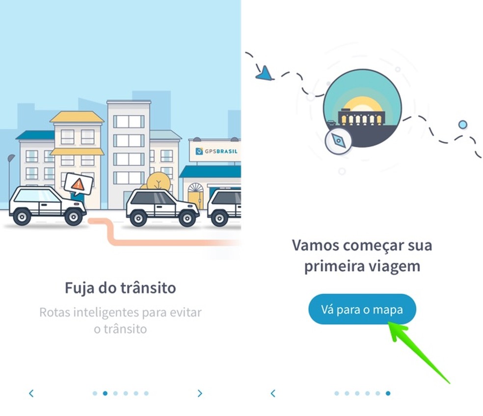 Telas de introdução do app GPS Brasil exibe funcionalidades do recurso — Foto: Reprodução/Helito Beggiora