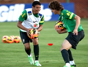 Thiago Silva e David Luiz treino Seleção (Foto: Mowa Press)