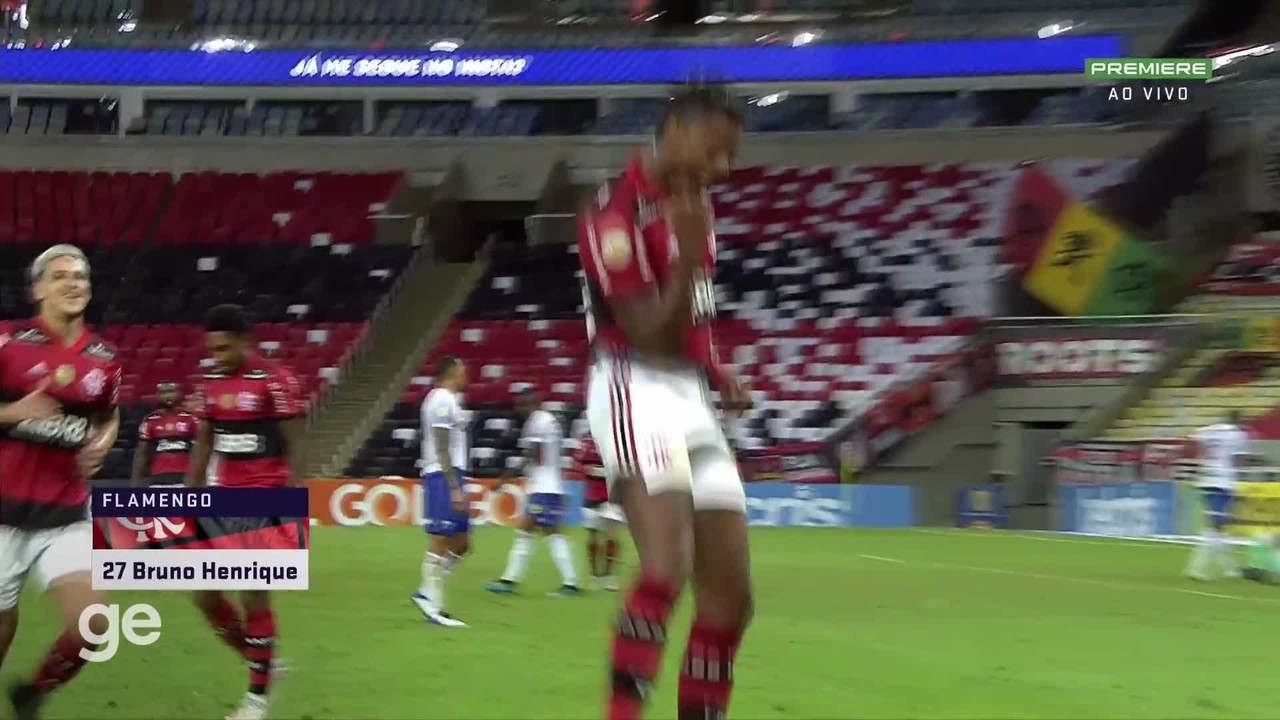 Aos 42 min do 1º tempo - gol de dentro da área de Bruno Henrique do Flamengo contra o Fortaleza