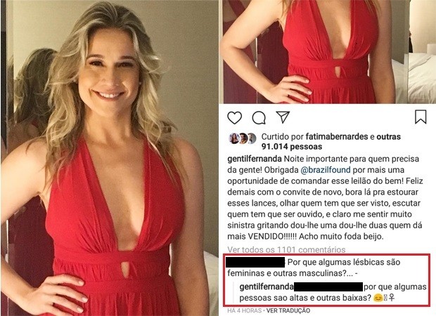Fernanda Gentil responde seguidor (Foto: Reprodução/Instagram)