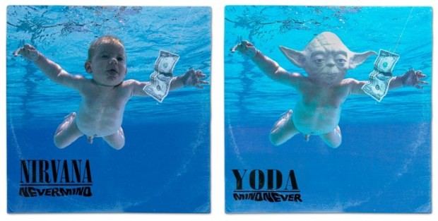Yoda assumiu o papel do bebê de 'Nevermind', do Nirvana (Foto: Reprodução)