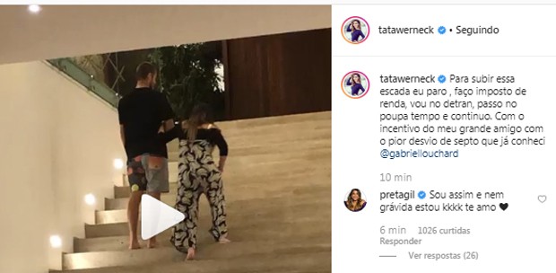 Comentário de Preta Gil no vídeo de Tatá Werneck (Foto: Reprodução/Instagram)