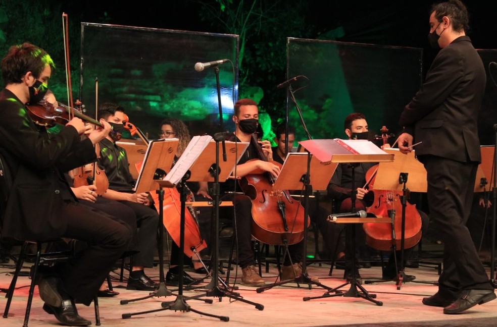 Músicos que integram a Orquestra de Câmara do Pantanal e o Programa Vale Música. — Foto: Divulgação/Moinho Cultural