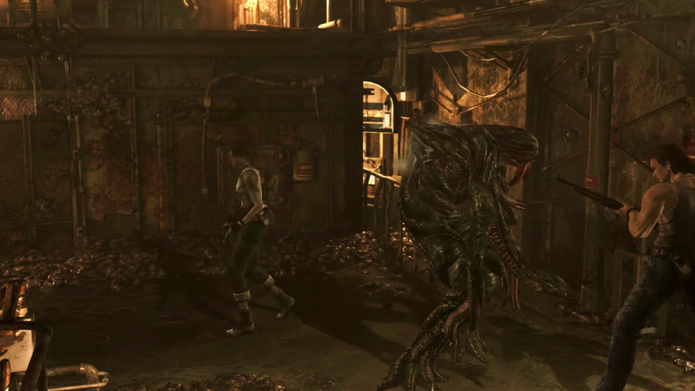 Resident Evil Zero HD: tente cercar a rainha na primeira parte da luta (Foto: Reprodução/Vinícius Mathias)