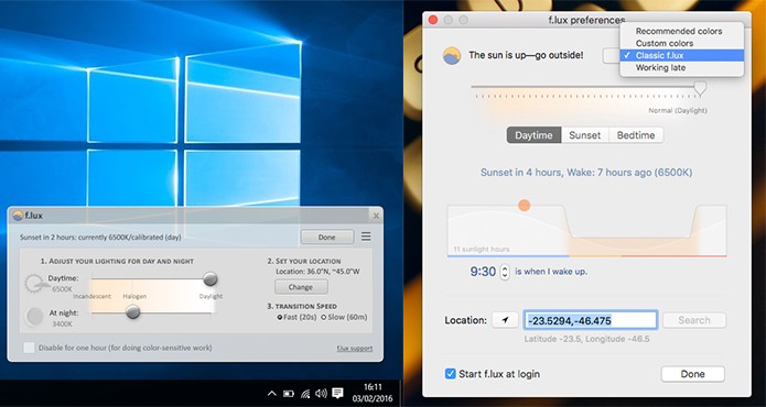 Opções do Windows na esquerda, e do Mac na direita. (Foto: Reprodução/Alessandro Junior)