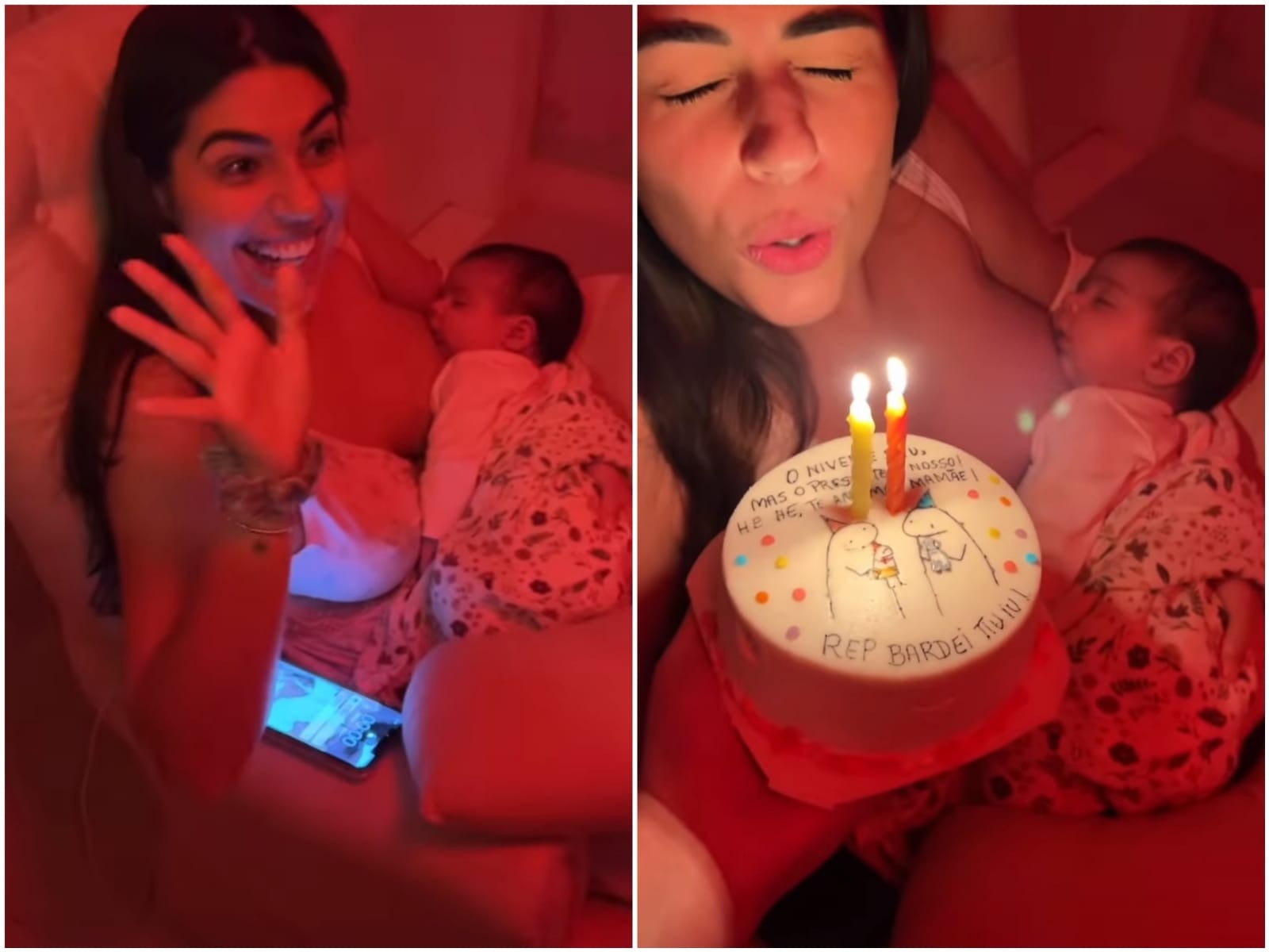 Vivian Amorim amamenta a filha, Malu (Foto: Reprodução/Instagram)