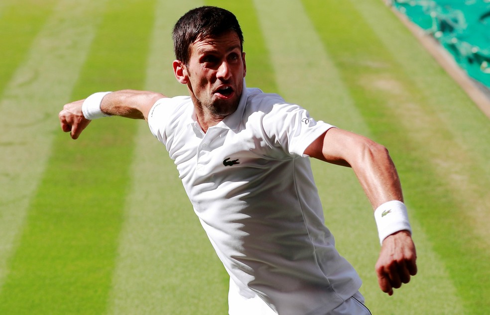 Novak Djokovic comemora o título de Wimbledon 2018 (Foto: REUTERS/Andrew Couldridge)