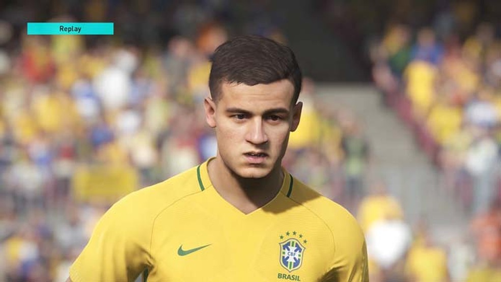 Atacante da seleção ficou realista em PES 2018 (Foto: Reprodução/Murilo Molina)