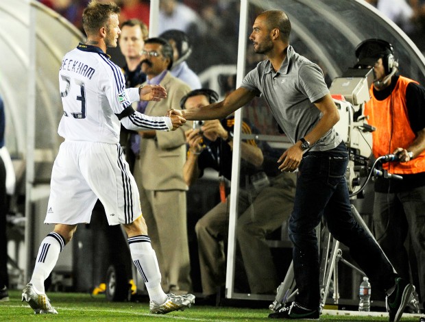 David Beckham e Josep Guardiola em 2009 (Foto: Getty Images)