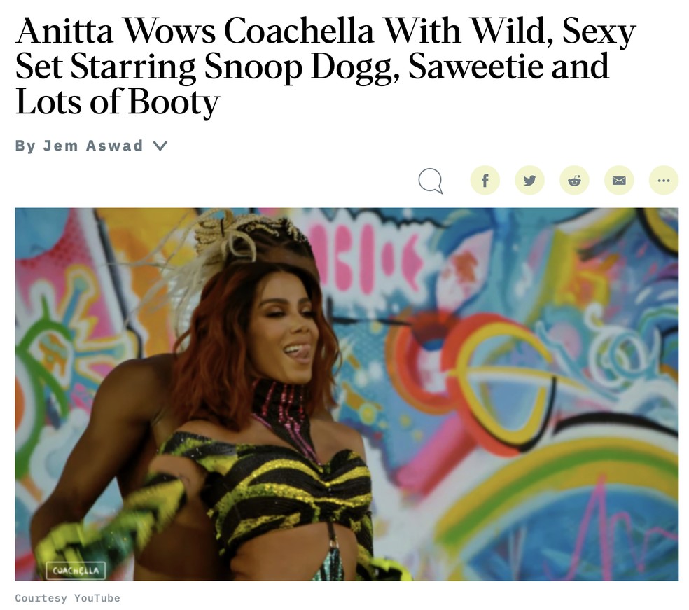 Variety fala de Anitta no Coachella — Foto: Reprodução