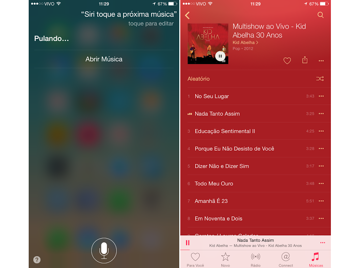 Pular faixas é um dos novos comandos da Siri com o Apple Music (Foto: Reprodução/Aline Jesus)