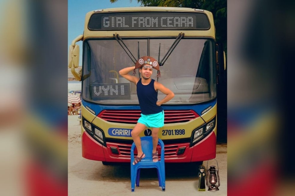 Influencer cearense brincou com a divulgação do hit "Girl From Rio" da cantora Anitta. — Foto: Redes sociais/Reprodução