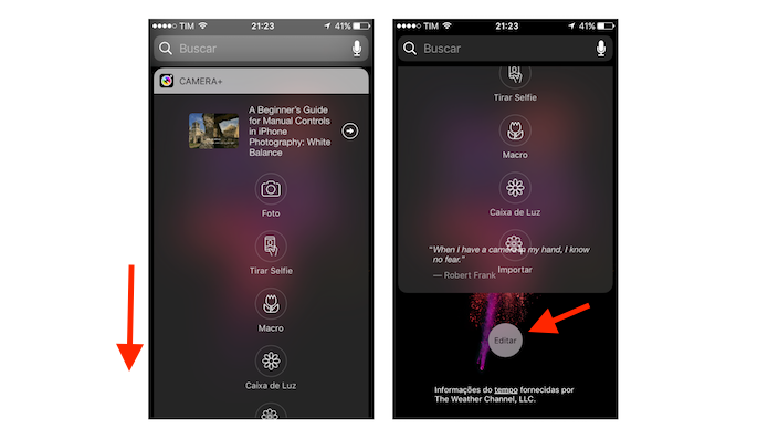 Widget adicionado à tela de pesquisa do iOS 10 (Foto: Reprodução/Marvin Costa)