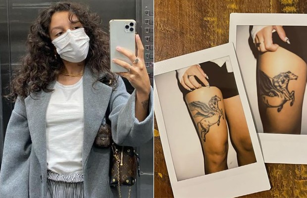 Priscila Alcântra mostra nova tatuagem na perna (Foto: Reprodução/Instagram)