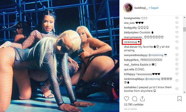 Publicação de Baddie G com comentário de Nicki Minaj (Foto: Reprodução / Instagram)
