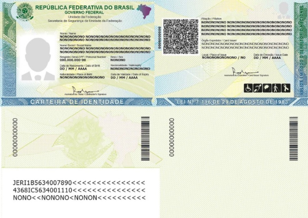 Novo modelo da carteira de identidade brasileira — Foto: DOU/Reprodução