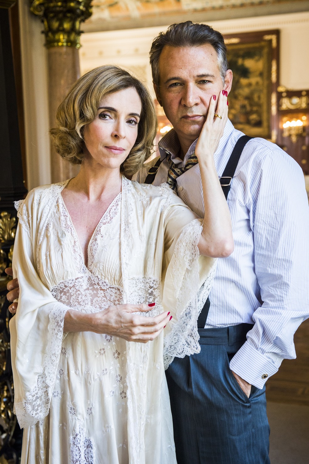 Deborah Evelyn e Nelson Freitas como Alzira e Bernardo (Foto: João Miguel Junior/Globo)