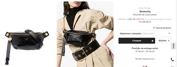 Pochete Givenchy: R$ 8,7 mil (Foto: Reprodução / Farfetch)