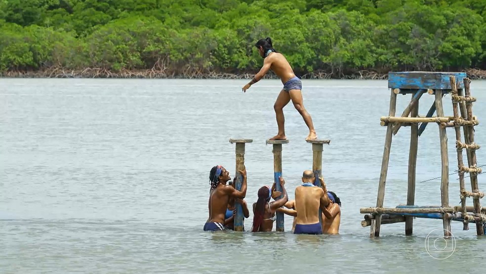 Janaron e Tribo Lua na Prova da Imunidade do 'No Limite' — Foto: Globo