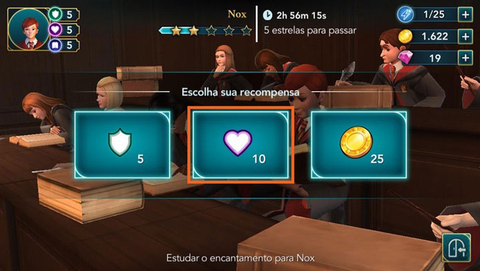 Nas recompensas, dê preferência para experiência nos atributos e evite as energias (Foto: Reprodução/Tais Carvalho)