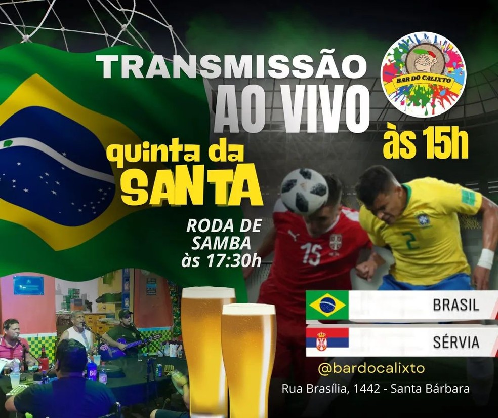 Banner do Bar do Calixto para o jogo do Brasil — Foto: Divulgação/Bar do Calixto