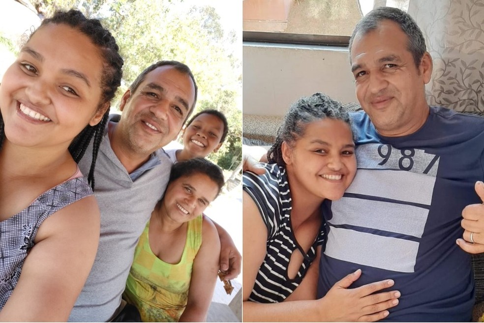 Nilton também conheceu os netos no reencontro com a filha  — Foto: Thais Benevides/ Arquivo pessoal 