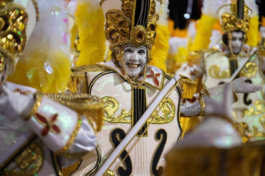 Ala Violoncelo, do Salgueiro, lembra o papel dos instrumentos no circo — Foto: Marcelo Brandt/G1