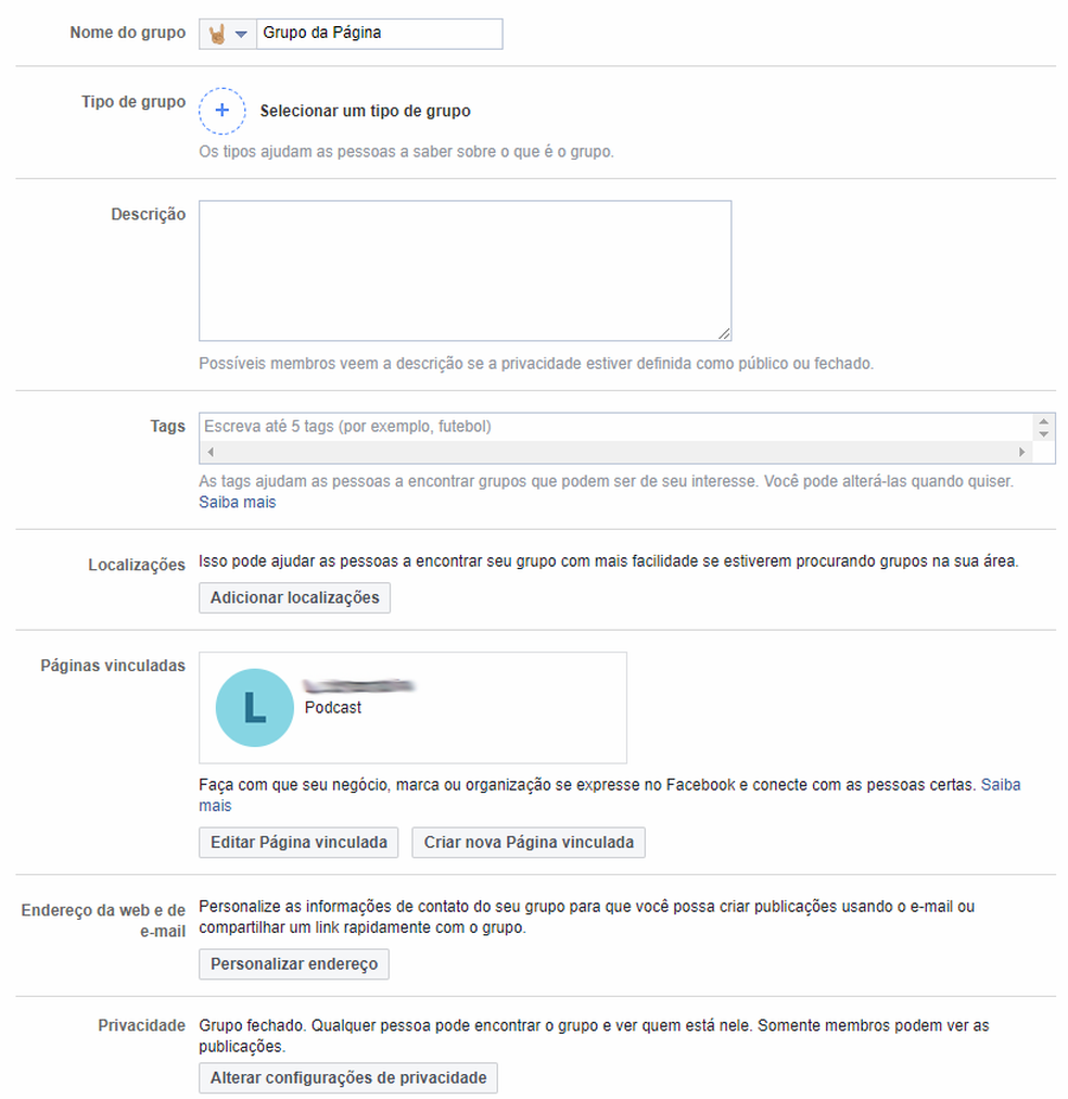 Edite as opções do seu grupo (Foto: Reprodução/André Mello)