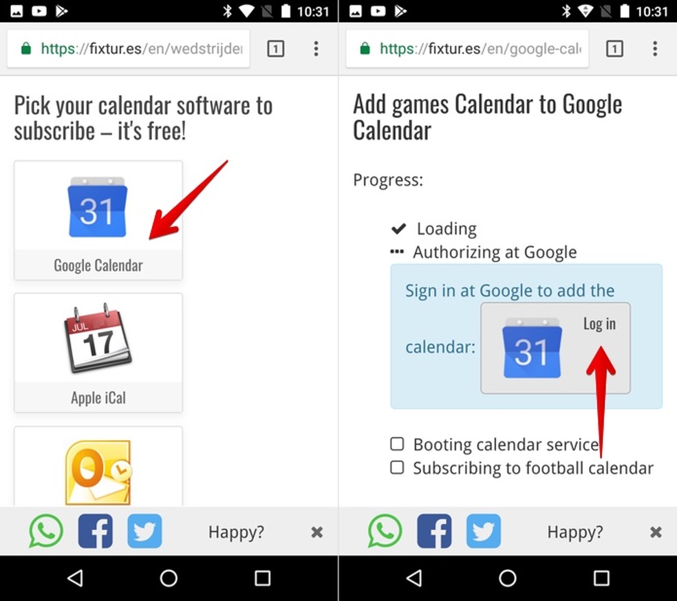 Adicionando calendário ao Google Agenda (Foto: Reprodução/Helito Bijora)