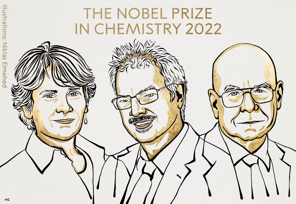 Os ganhadores do Nobel de Química deste ano. — Foto: The Nobel Prize