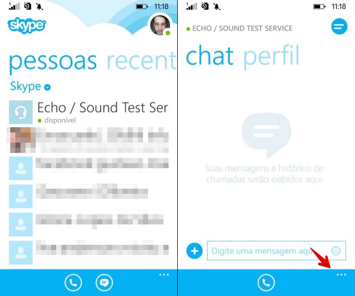 Abra a tela de chat com o contato que você deseja silenciar (Foto: Reprodução/Helito Bijora) 