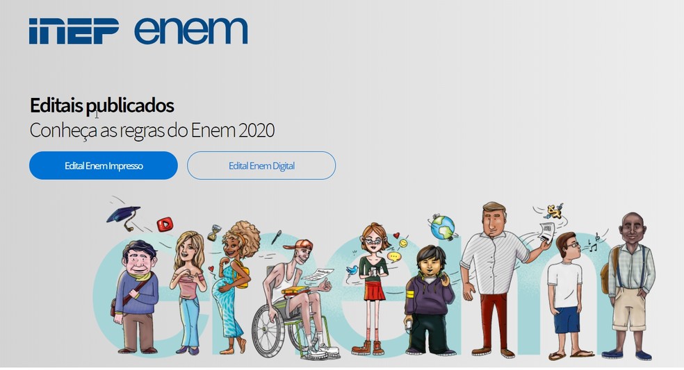 Imagem mostra página do site do Enem — Foto: Reprodução site do Enem