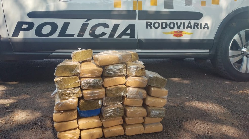 Motorista é preso com quase 30 kg de maconha em rodovia de Assis — Foto: Polícia Rodoviária/Divulgação