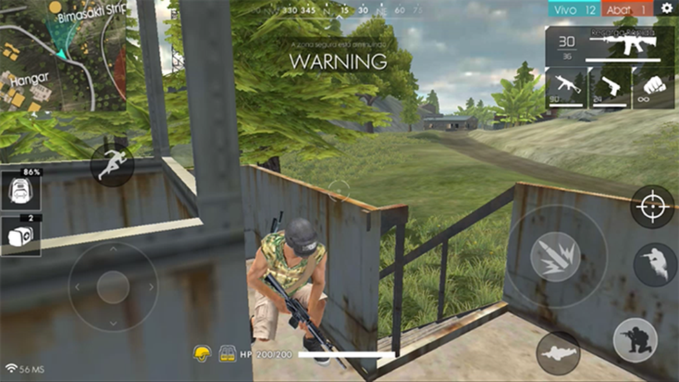 Free Fire Battlegrounds é opção gratuita e barata para celulares — Foto: Reprodução/Murilo Molina