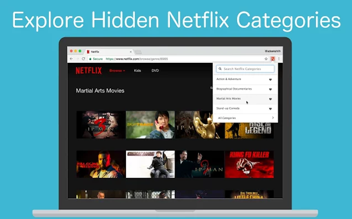 Extensão dá acesso fácil ao catálogo oculto do Netflix (Foto: Reprodução/Chrome)